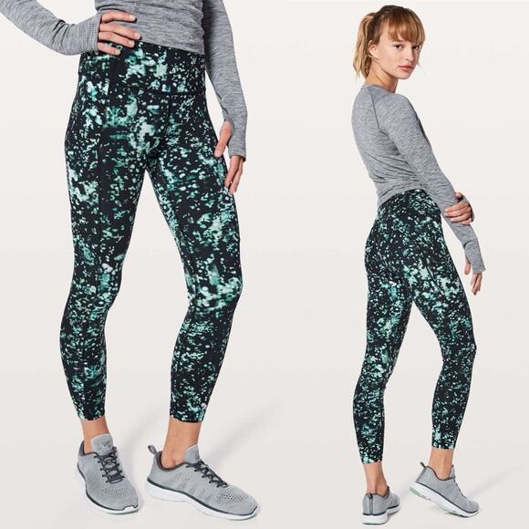 Lululemon Fast & Free Leggings 7/8 Tight II Nulux 25” Pixel Haze Multi Black 2 - Picture 1 of 9
